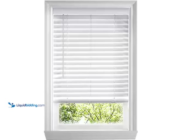 Lot 49-1567965 - Home Decorators Collection White Cordless Faux Wood Blinds for Windows with 2 in. Slats - 22 in. W x...