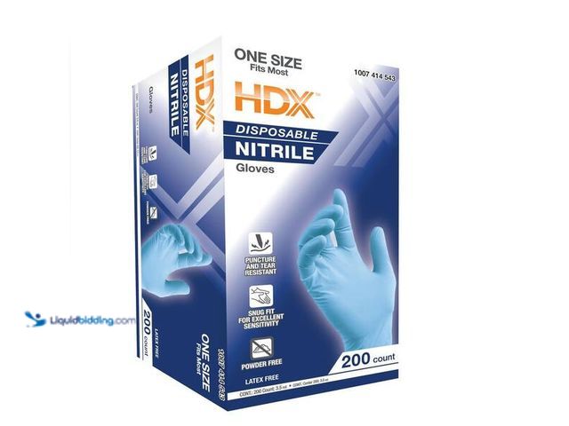 Lot 49-5460752 - HDX
Blue Disposable Nitrile Cleaning Gloves (200 Ct One Size Fits Most). Item is Unused 2pk