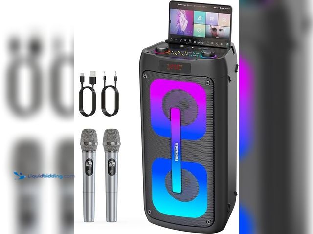 Lot 49-1539243 - Karaoke Machine for Adults, Portable Party Speaker with 2 Wireless Microphones/Bluetooth 5.3, PA Sys...