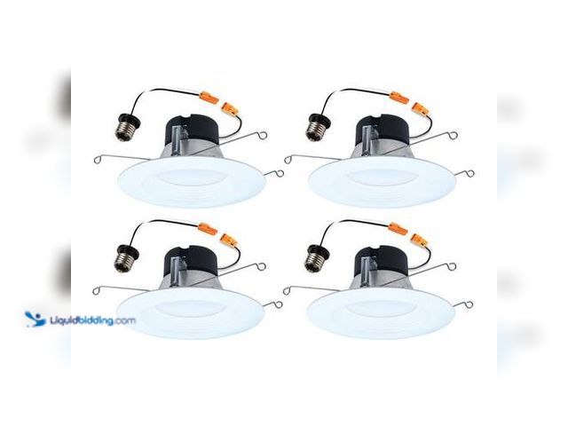 Lot 49-2024292 - HALO 4-pack LT 5/6 in. Adjustable Integrated LED Recessed Light Trim Retrofit Module with Baffle Tri...