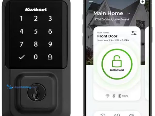 Lot 49-3615687 - Kwikset HALO Matte Black Touchscreen WiFi Keypad Electronic Single-Cylinder Smart Lock Deadbolt feat...