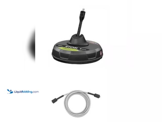 Lot 49-1516653 - RYOBI 12 in. 2,300 PSI Electric Pressure Washer Surface Cleaner and 1/4 in. x 25 ft. Replacement Hos...