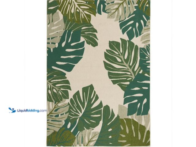 Lot 49-5543072 - Mainstays Monstera Palm Outdoor Rug, 7'x10'. Unused.
