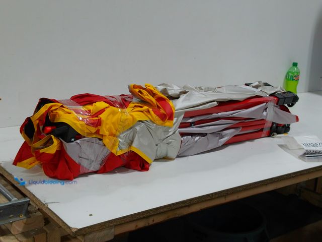 Lot 49-2025470 - Pop-up Canopy Tent, Adjustable Height, Red and Yellow, Slightly used.   Ref#WAL0909