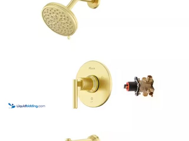 Lot 49-1623382 - Pfister Capistrano Single Handle 6-Spray Wall Mount Tub and Shower Faucet 1.8 GPM 5.5 in. Brushed Go...