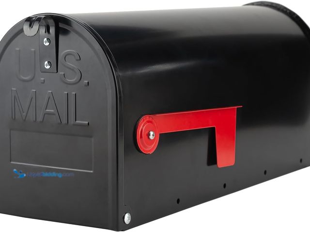 Lot 49-5409731 - Black Metal Mailboxes for Outside Post Mount, Standard Mail Box, Galvanized Steel Heavy Duty Mailbox...