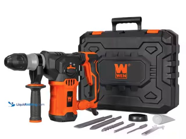 Lot 49-2006101 - WEN 12 Amp Corded 1-3/16 in. Variable Speed SDS Plus Rotary Hammer Kit with Case, Chisels and Drill ...