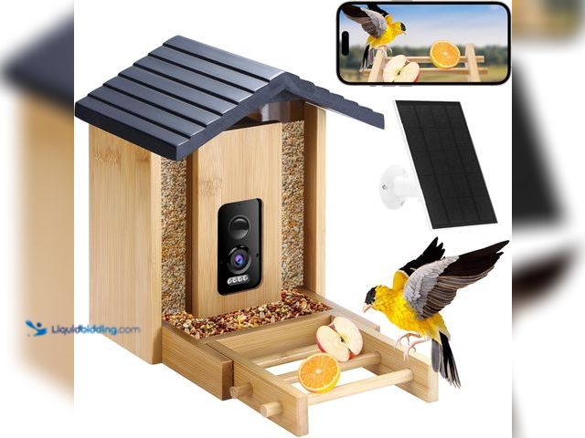 Lot 49-5488447 - Bird Feeder, 5MP Solar-Powered Smart Bird Feeder with Camera, AI Identifies Birds 10000+, 2.4GHz, Co...