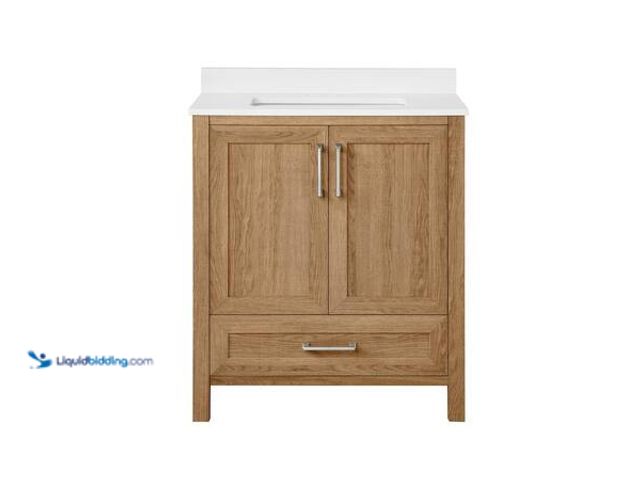 Lot 49-5553463 - Home Decorators Collection Moorside 30 in. Single Sink Freestanding Sweet Maple Bath Vanity with Whi...