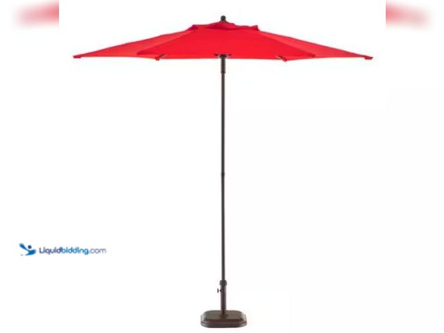 Lot 49-2022296 - StyleWell 7.5 ft. Steel Market Outdoor Patio Umbrella in Ruby Red, Model # UTS00203E-Ruby, New.  Ref...