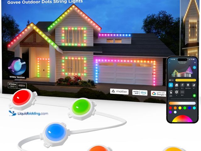 Lot 49-5487653 - Govee Outdoor LED Strip Lights, 45 RGBIC LED Lights 100FT String Lights with 65 Scene Modes, Hallowe...