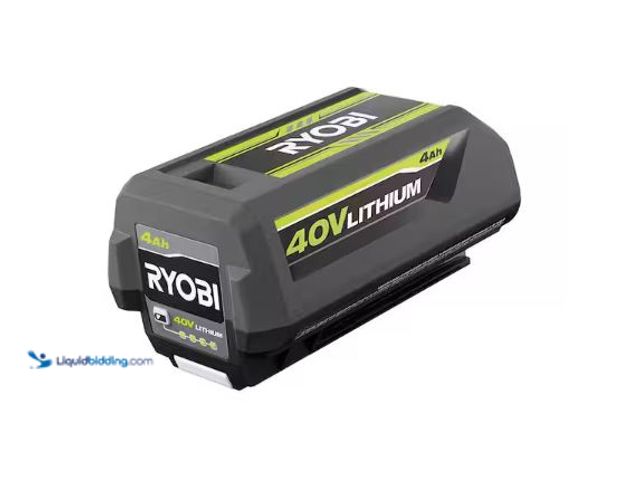 Lot 49-1597194 - RYOBI 40V Lithium-Ion 4.0 Ah Battery Model # OP40404NVM, Slightly Used, Scuffs and Scratches, Powers...