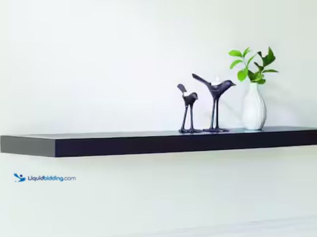 Lot 49-1631158 - Home Decorators Collection 42 in. W x 10 in. D Espresso Decorative Floating Wall Shelf,  Model # 908...