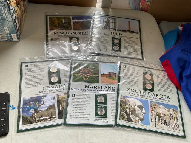 Lot 49-1830612 - COLLECTIBLE LOT OF 5 STATEHOOD QUARTER AND STAMP SERIES INCLUDING NEW HAMPSHIRE, OHIO, NEVADA, MARYL...