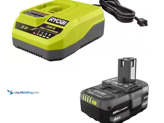 Lot 49-3614531 - Lot of (1) RYOBI ONE+ 18V Fast Charger, Model # PCG004, and (1) RYOBI ONE+ 18V 4.0 Ah Lithium-Ion Ba...