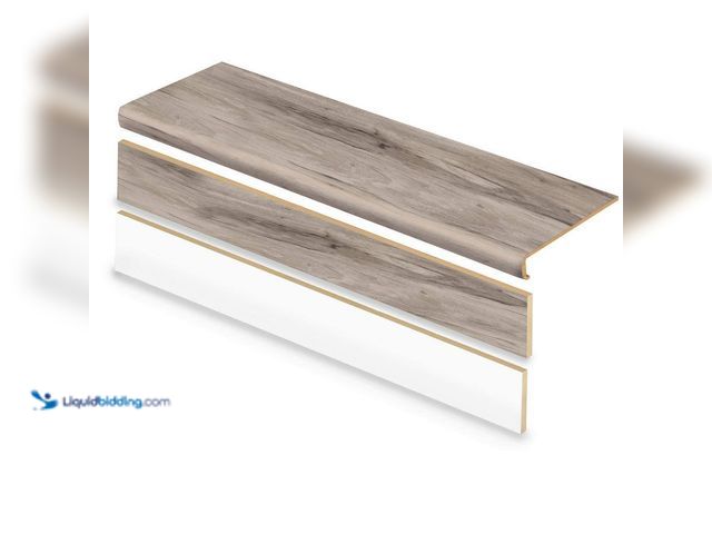 Lot 49-5414551 - Banff Gray Hickory 47 in. L x 12.15 in. W x 57.91 mm T Vinyl Overlay Stair Tread and Reversible Rise...