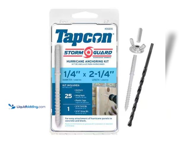 Lot 49-1550265 - (2 Packages) Tapcon 1/4 in. x 2-1/4 in. Hex Nut White Concrete Anchor Storm Guard Hurricane Anchorin...