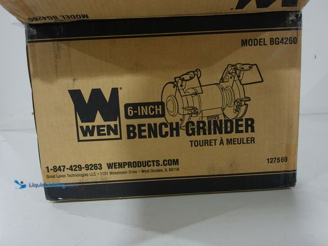 Lot 49-2006016 - WEN 6 in. 2.1 Amp Single Speed Bench Grinder, Model # BG4260, Slightly used, Has attachments, Scuffs...