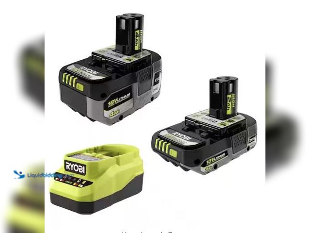 Lot 49-2006241 - RYOBI ONE+ 18V Lithium-Ion Starter Kit with (1) 2.0 Ah Battery, (1) 4.0 Ah Battery, and Charger, Mod...