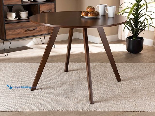 Lot 49-3532217 - Baxton Studio Hexa-Walnut-Round DT Alana 39 3/8 Inch Mid-Century Modern Transitional Round Wood Dini...