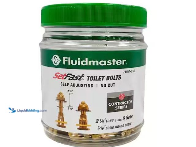 Lot 49-5545535 - Fluidmaster
SetFast 5/16 in. x 2-1/4 in. No Cut Brass Closet Toilet Bolt Kit Contractor Pack, Unuse...