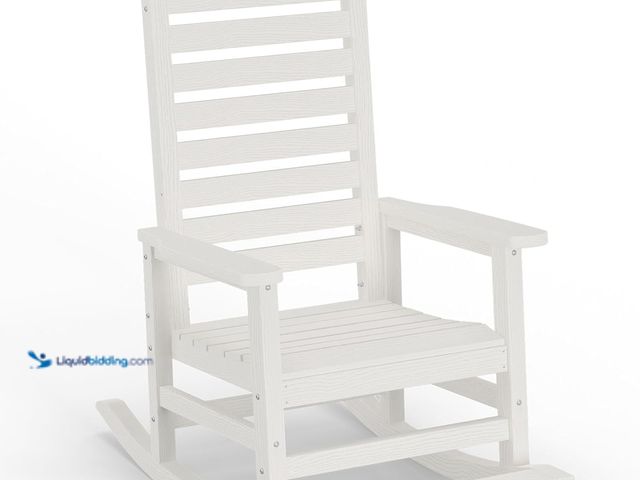 Lot 49-3532275 - Outdoor Rocking Chair with Removable Footboard for Adults, HDPE High Back Patio Rocking Chairs, 330l...