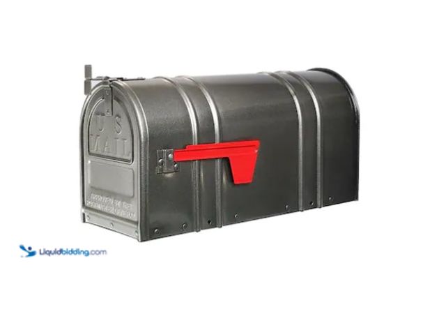 Lot 49-1575648 - Postal PRO Carlton Post Mount Mailbox Pewter, Model # PP150SPW, Unused, Shipping damage, Minor bents...