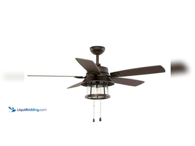 Lot 49-2021916 - Home Decorators Collection Shanahan 52 in. Indoor/Outdoor LED Bronze Ceiling Fan with Light Kit, Dow...