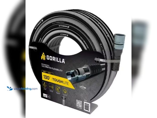 Lot 49-1516536 - Gorilla ToughLite 5/8 in. x 130 ft. Heavy Duty Garden Hose, model # GRY058130, slightly used.  Ref#A...