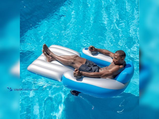 Lot 49-5554399 - Motorized Pool Lounger Float with 360 Rotating Propellers, Dual Electric Motor Drift Boat for Lake, ...