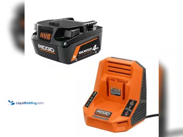 Lot 49-3432577 - RIDGID 18V 4.0 Ah MAX Output Starter Kit with Rapid Charger, Model # AC9840, Slightly used, No batte...