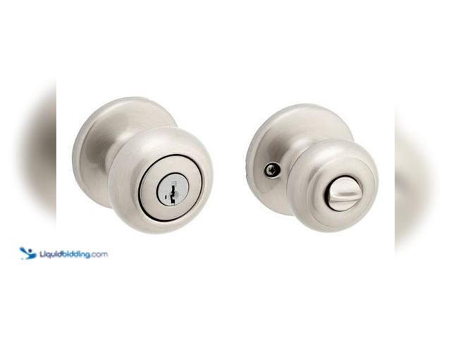 Lot 49-5452560 - Kwikset
Cove Satin Nickel Keyed Entry Door Knob featuring SmartKey Security and Microban Technology...
