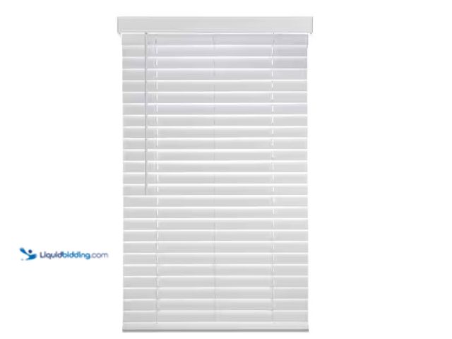 Lot 49-1566386 - Home Decorators Collection White Cordless Faux Wood Blinds for Windows with 2 in. Slats - 18 in. W x...