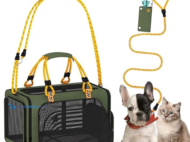 Lot 49-3527756 - PAWZIDEA Expandable Pet Carrier w/ID Card, 18″×11″×11″ Small Dog Carrier TSA Airline Approved, Top L...
