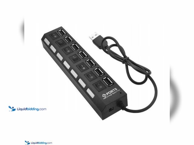 Lot 49-5388209 - 7-Port USB Splitter Hub with On/Off Switches Black - NEW - Add USB Ports anywhere you need them.&nbs...