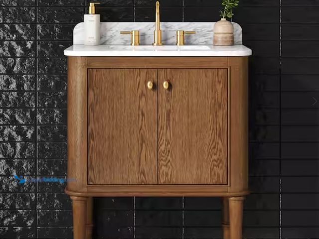 Lot 49-1567709 - Home Decorators Collection Collette 30 in. Single Sink Cinnamon Oak Bath Vanity with White Carrara M...