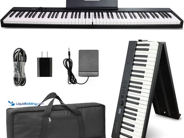 Lot 49-3600263 - AiJoy 88-Key Piano Keyboard Portable Folding Piano with Semi-Weighted Keyboard, USB-MIDI, Sustain Pe...
