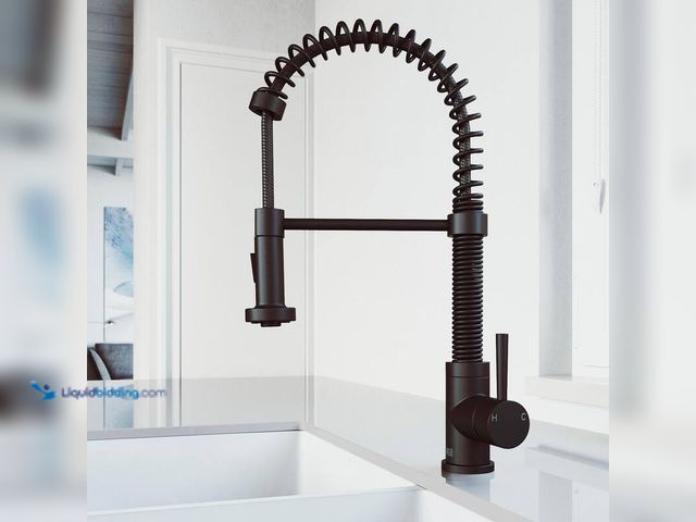 Lot 49-5406798 - Vigo Edison Single Handle Pull-Down Sprayer Kitchen Faucet in Matte Black, Model # VG02001MB, Unused...