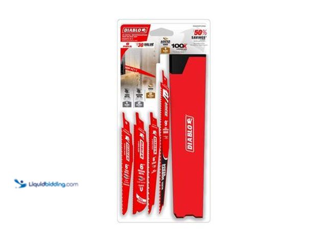 Lot 49-5539798 - DIABLO Bi-Metal and AMPED Carbide 9 in. -5/7 TPI Nail Embedded Wood Reciprocating Saw Blade Set (6-P...