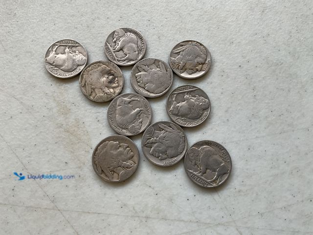 Lot 49-3503725 - LOT OF 10 VINTAGE BUFFALO NICKELS VARIOUS YEARS