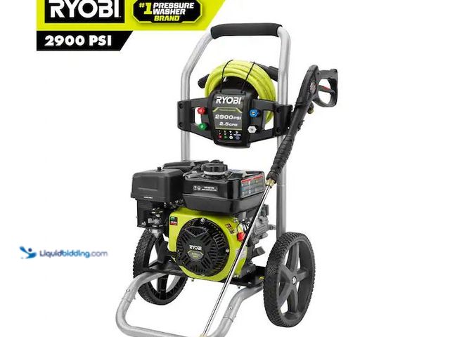 Lot 49-3566874 - RYOBI
2900 PSI 2.5 GPM Cold Water Gas Pressure Washer with 212cc Engine, Used with attachments and ...
