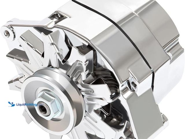 Lot 49-5453142 - Automotive Alternator Compatible for 120Amp Chrome 1 Wire Self Exciting Street Rod GM 305 350 BBC SB...