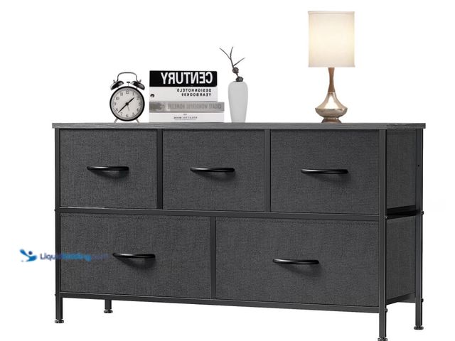 Lot 49-2020762 - EDX 5 Drawer Dresser, Wide Chest of Drawers Nightstand Storage Tower Storage Fabric Dresser. Model #...