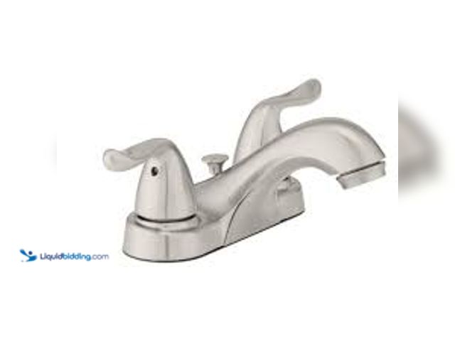 Lot 49-5448881 - Glacier Bay Constructor 4 in. Centerset Double Handle Low-Arc Bathroom Faucet in Brushed Nickel. Mod...