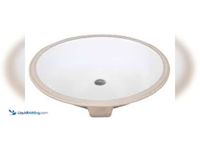 Lot 49-5462052 - Glacier Bay 19.5 in. Undermount Oval Vitreous China Bathroom Sink in White. Model # 14-028-W. Unused