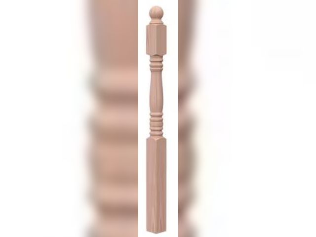 Lot 49-5436892 - EVERMARK Stair Parts 3500 48 in. x 3 in. x 3 in. Unfinished Red Oak Ball Top Newel Post for Stair Re...