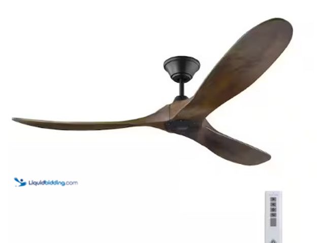Lot 49-3631333 - Generation Lighting Maverick 60" Modern Indoor/Outdoor Matte Black Ceiling Fan with Dark Walnut Bals...
