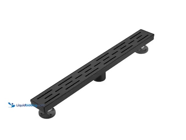 Lot 49-1575397 - BWE 24 in. Stainless Steel Linear Shower Drain with Square Pattern Drain Cover in Matte Black, Model...