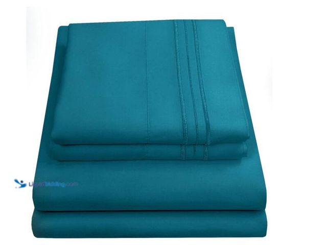 Lot 49-1571067 - Sweet Home Collection 1800 Series 4-Piece Teal Solid Color Microfiber California King Sheet Set, Mod...