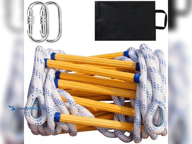 Lot 49-1548530 - KIWDZFU 32 ft. 3-Story Emergency Fire Escape Ladder High Load Capacity Up to 2000 lbs. Quick Deploy ...